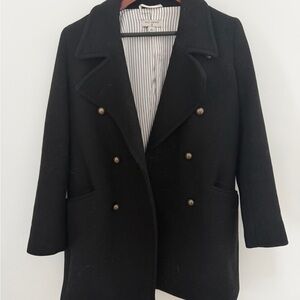 Nili Lotan Black Double-Breasted Pea Coat